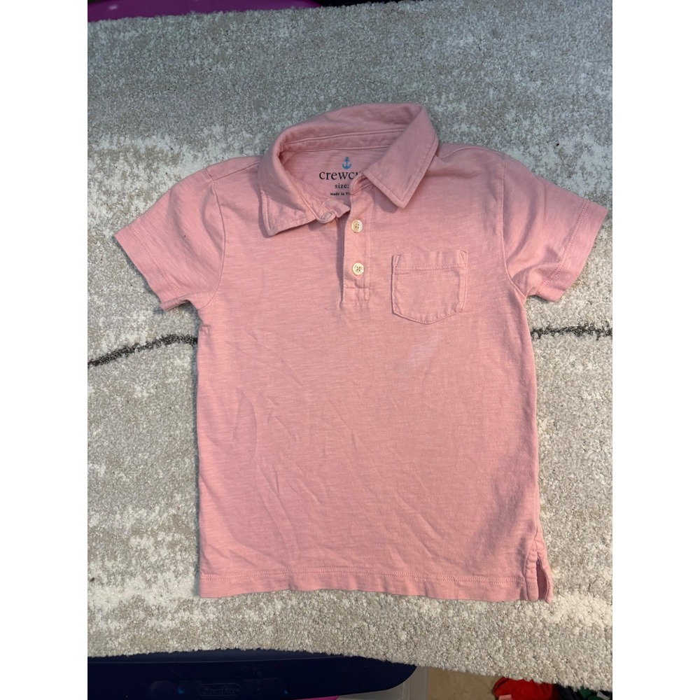 Crewcuts J Crew Boys Pink Slub Cotton Short Sleeve Polo Shirt Size 3